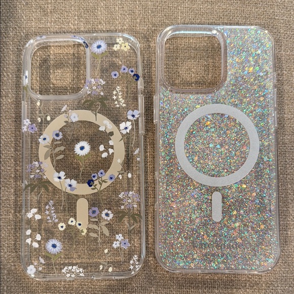 kate spade Clear Floral and Glitter Phone Case Duo - Picture 1 of 3